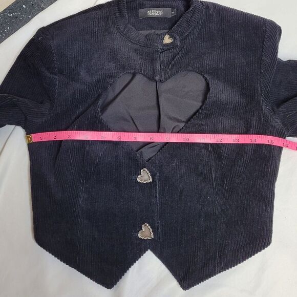 Y2K Blacklist goth witchy black corduroy heart cutout‎ bolero crop jacket S - Picture 8 of 9